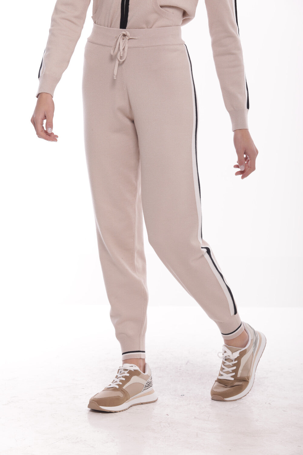 PANTALONE IN MAGLIA CON ZIP BICOLOR