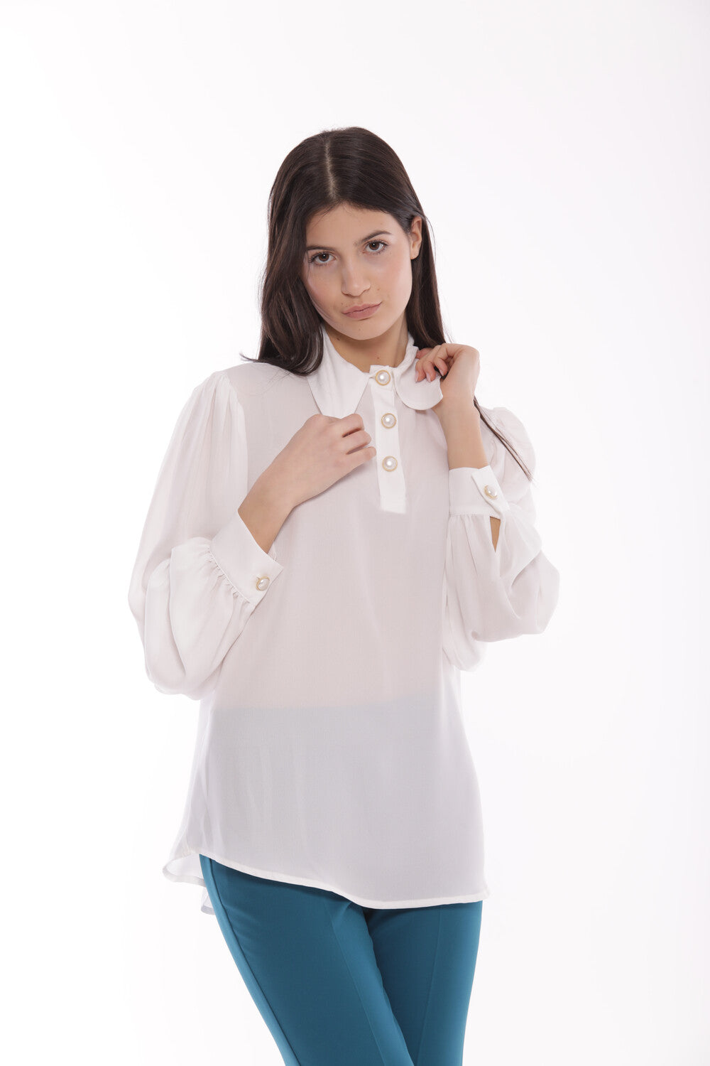 BLUSA CON BOTTONI IN GEORGETTE