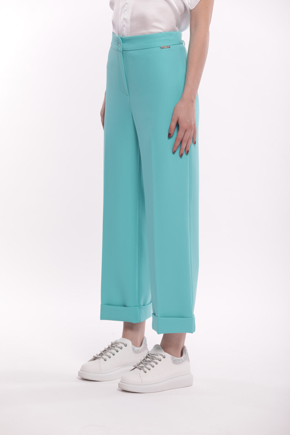 PANTALONE PALAZZO CROPPED IN TESSUTO TECNICO