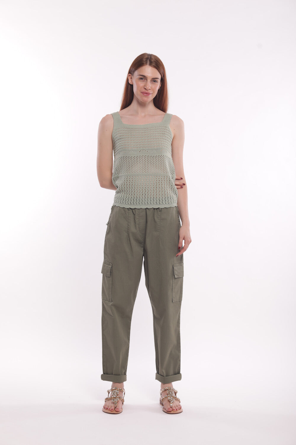 PANTALONE CARGO IN GABARDINA