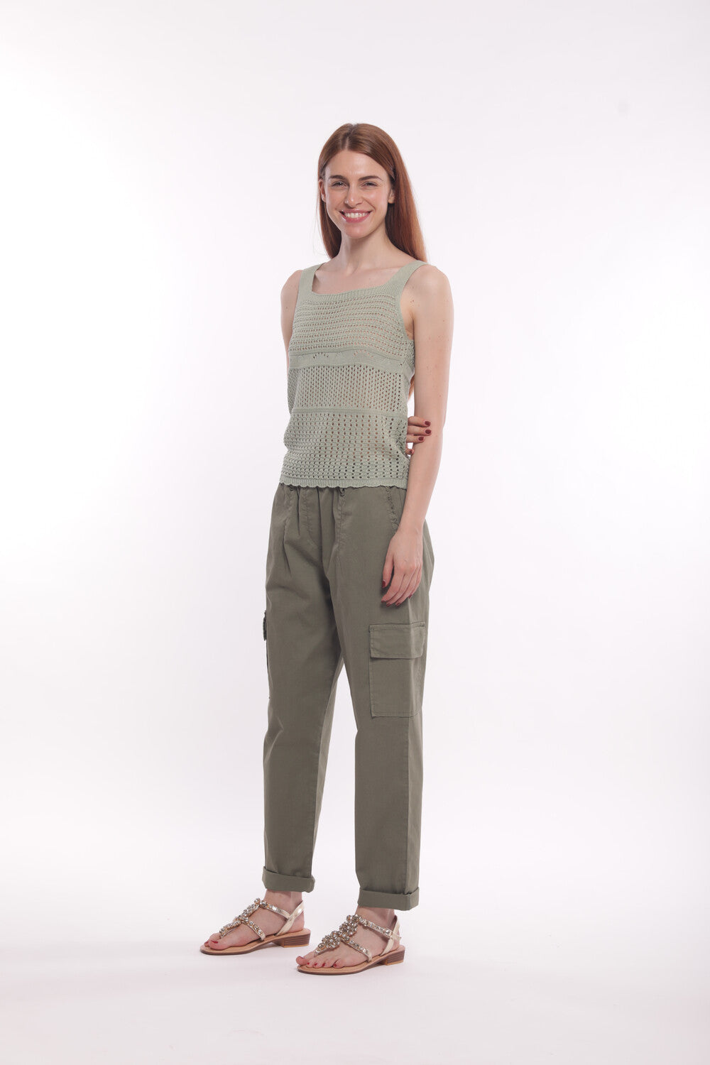 PANTALONE CARGO IN GABARDINA