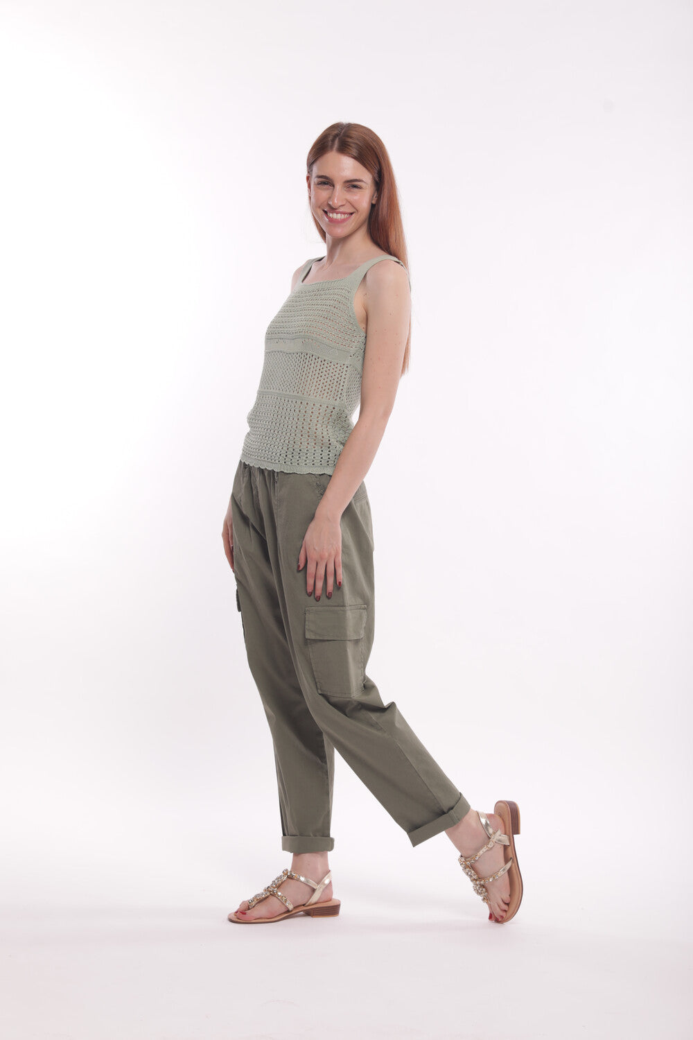 PANTALONE CARGO IN GABARDINA