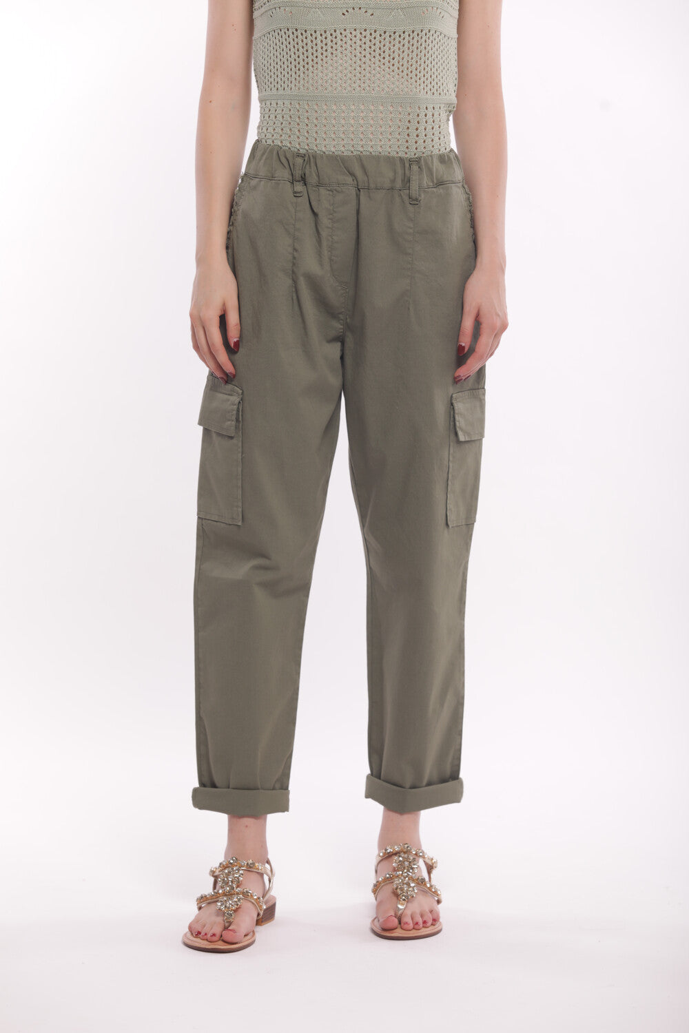 PANTALONE CARGO IN GABARDINA