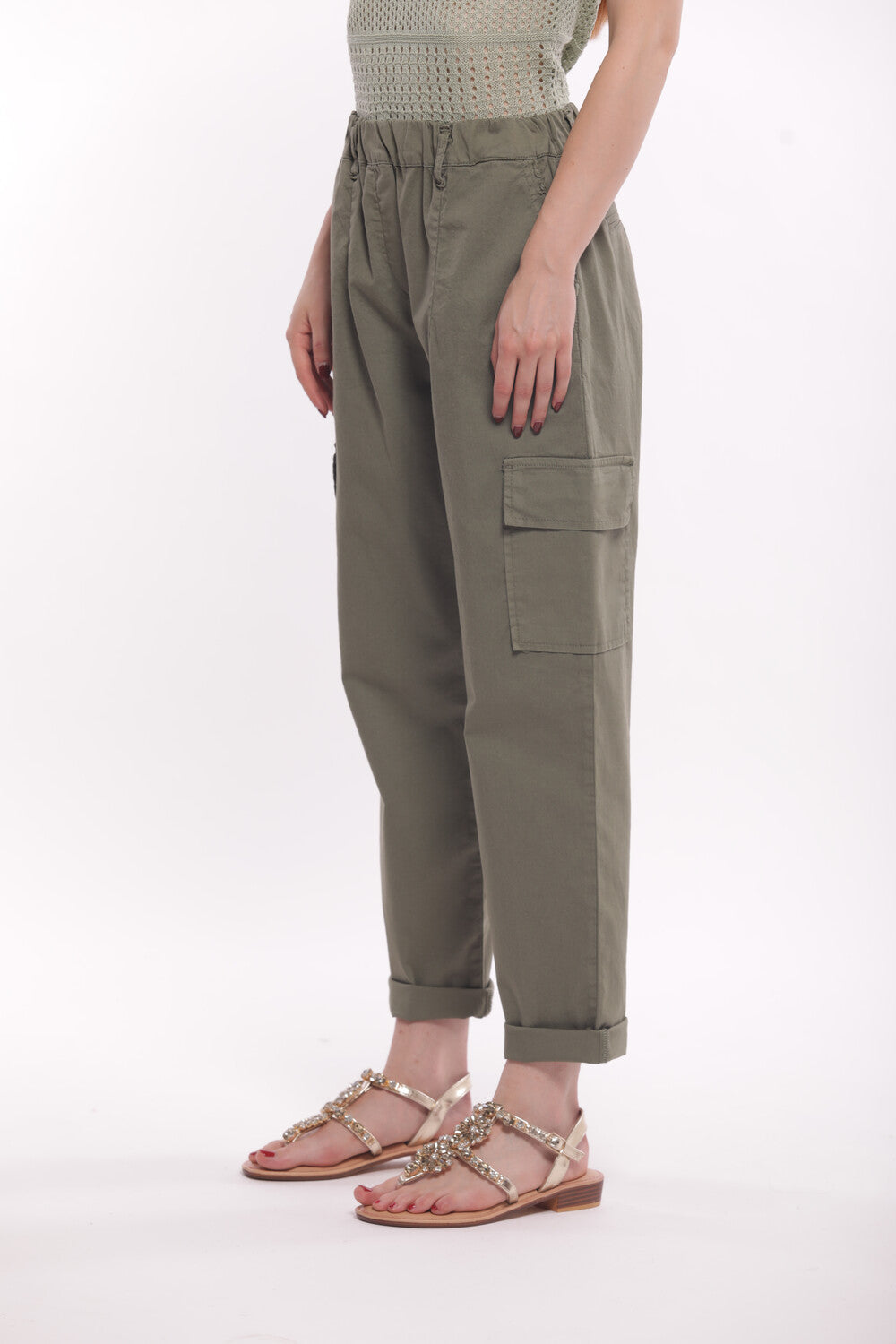 PANTALONE CARGO IN GABARDINA