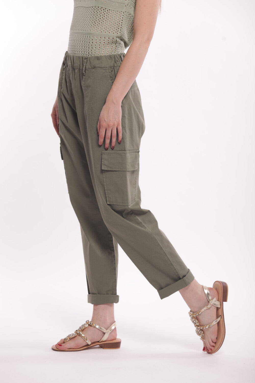 PANTALONE CARGO IN GABARDINA