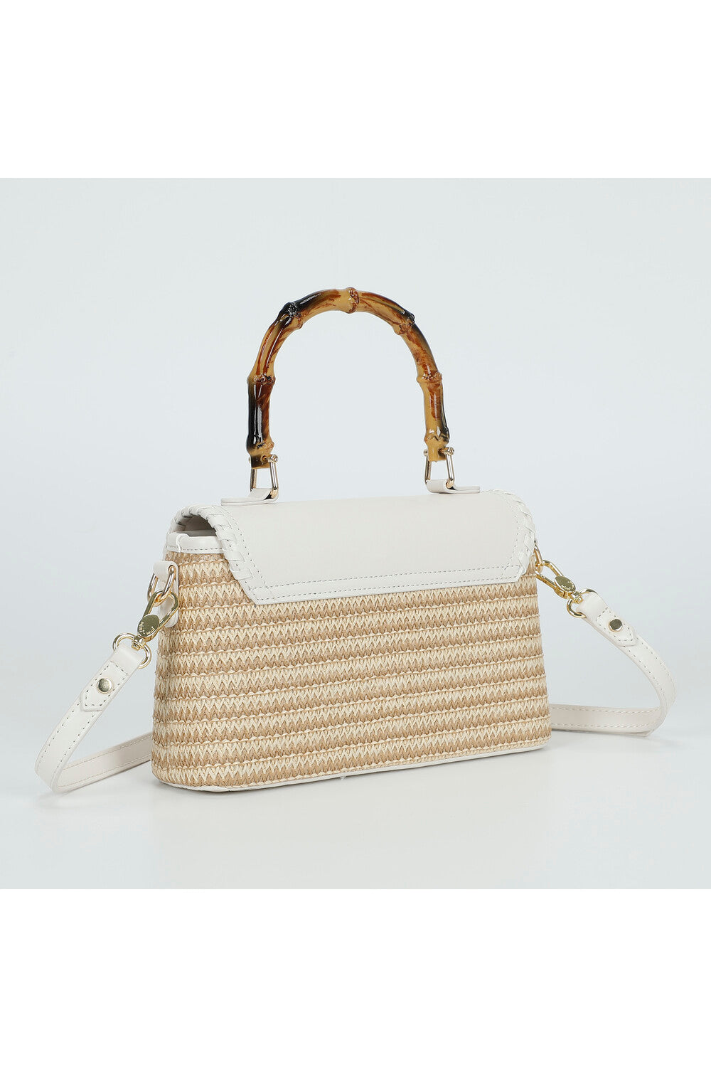 BORSA A TRACOLLA IN PAGLIA CON MANICO BAMBOO