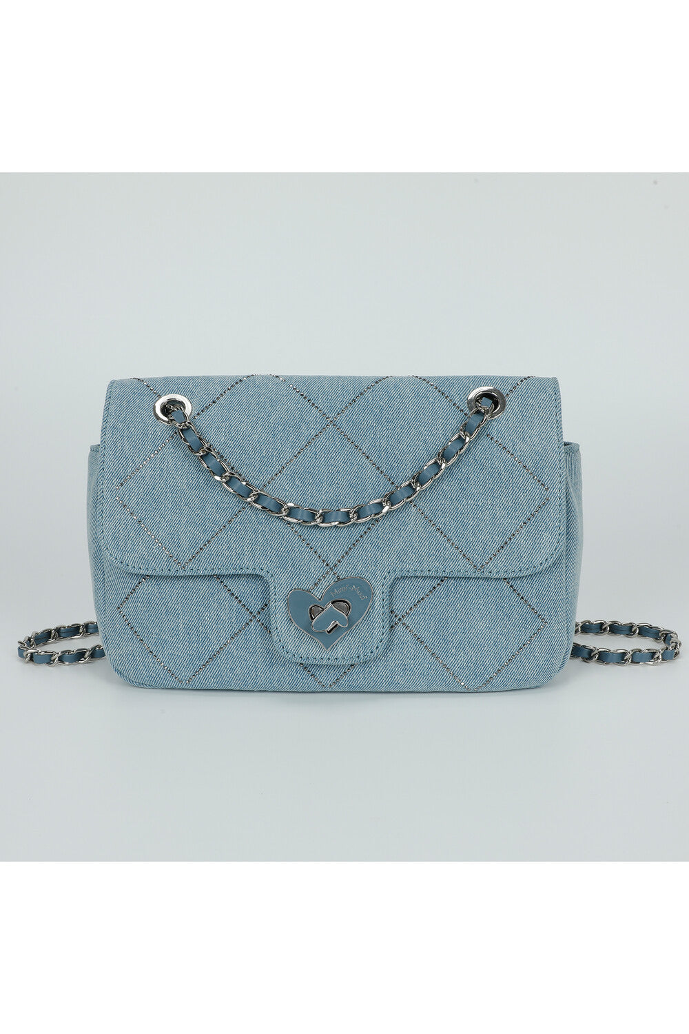 BORSA A SPALLA IN JEANS CON STRASS