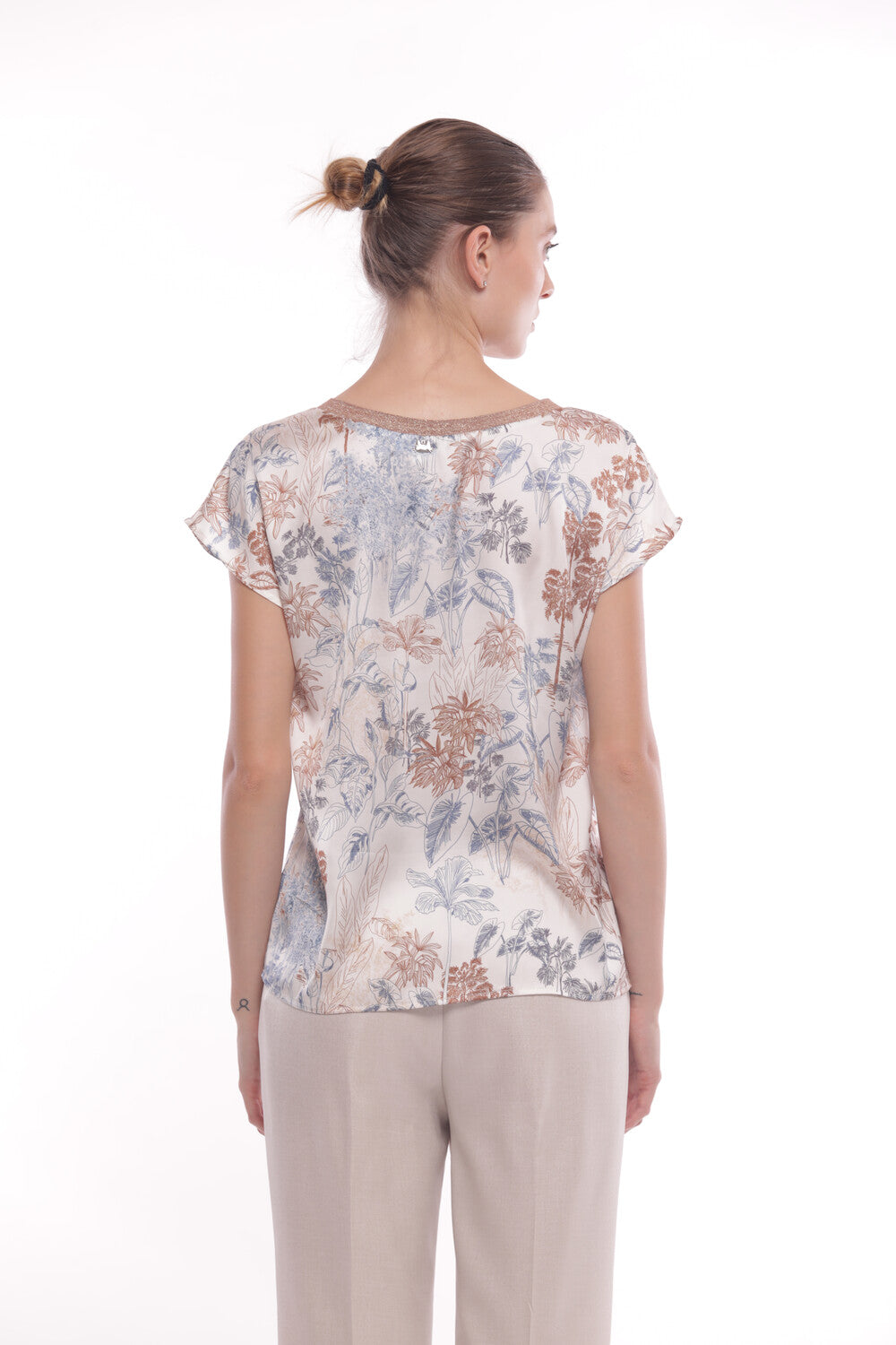 BLUSA SCOLLO A V FANTASIA FOLIAGE